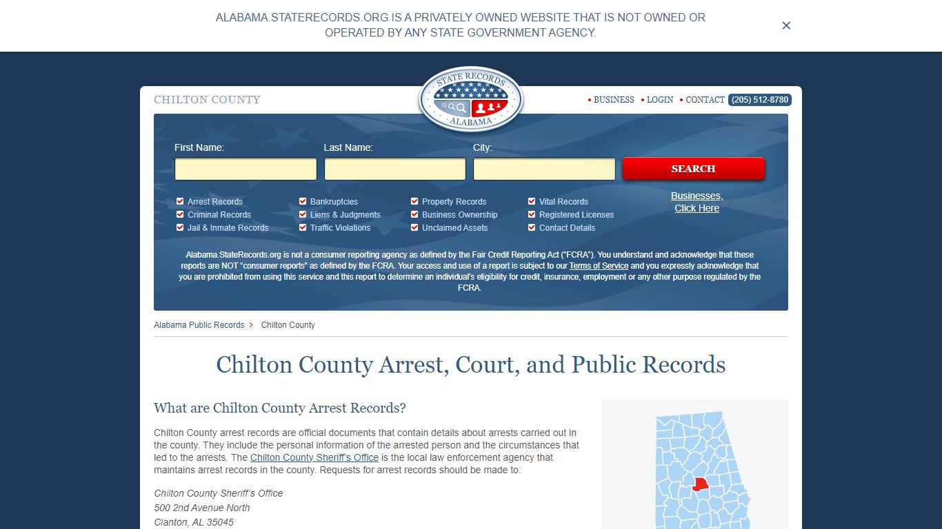 Chilton County Arrest, Court, and Public Records